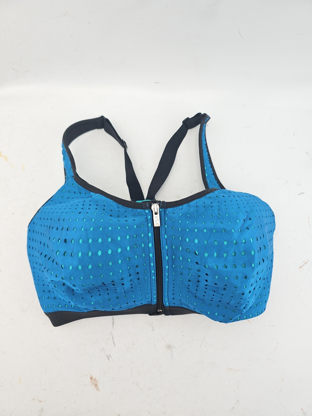Victoria's Secret Teal Blue Front-Zip Perforated Sports Bra